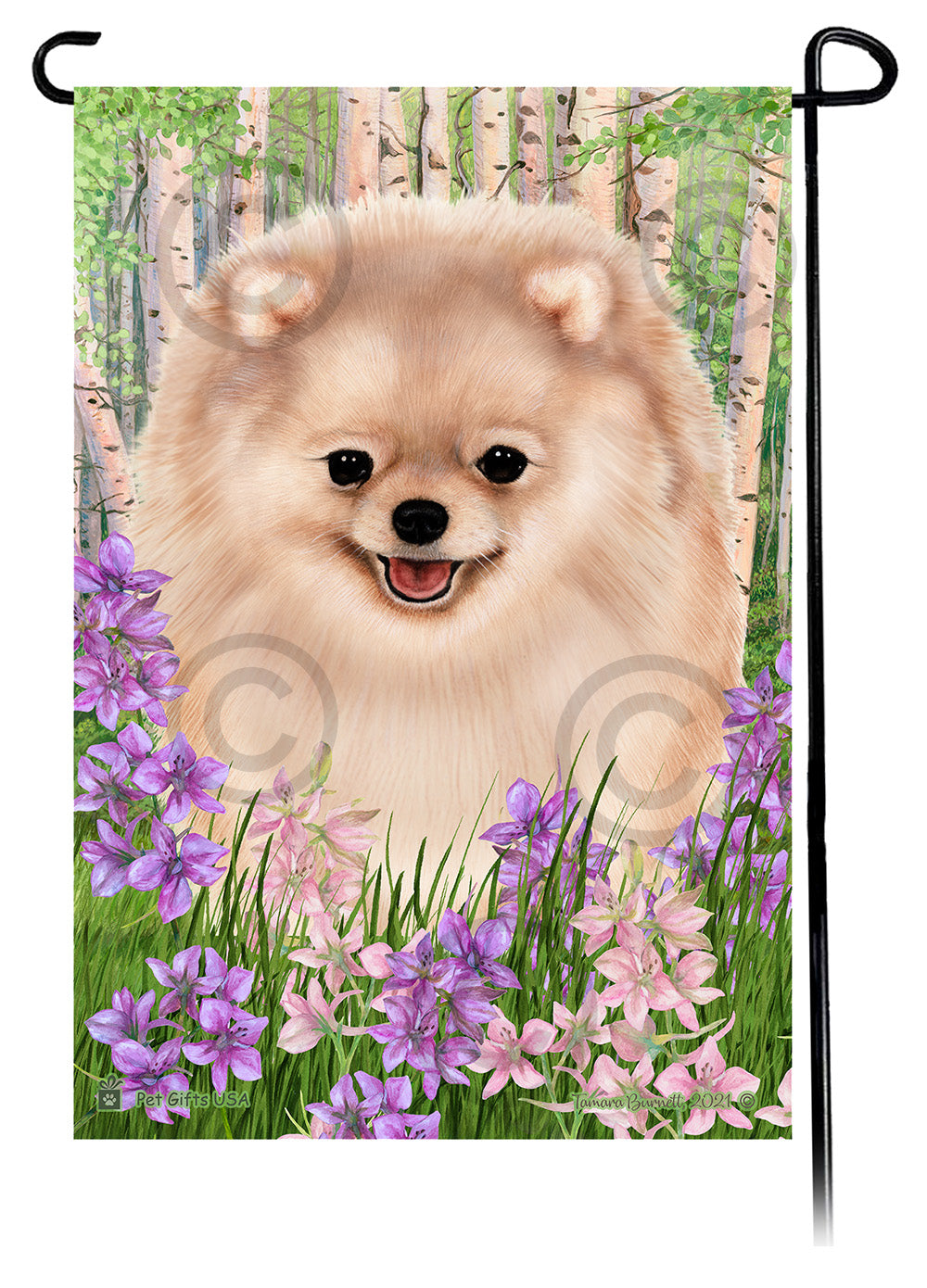 Pomeranian Spring Flowers - Garden Flag