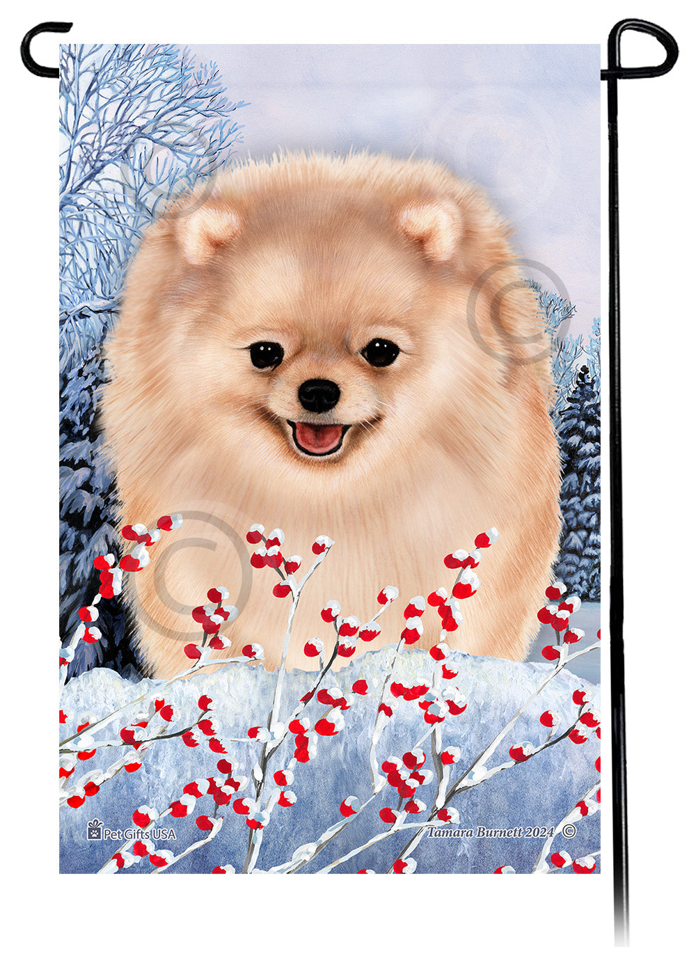 Pomeranian Winterberries - Garden Flag