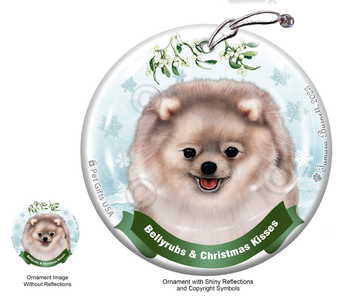 Pomeranian Silver Ornament