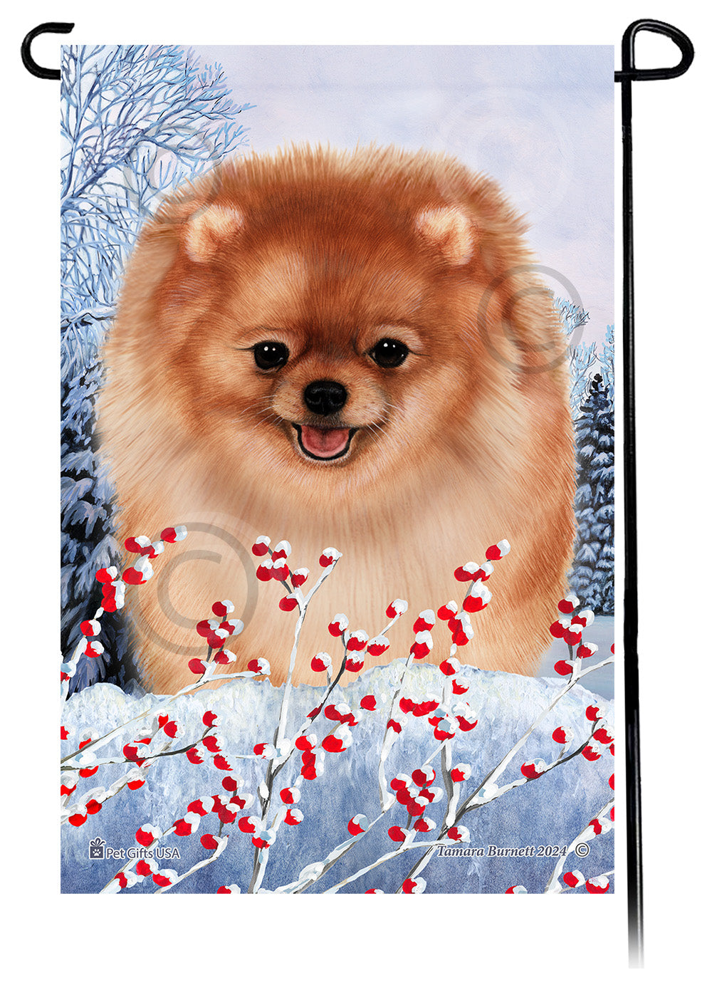 Pomeranian Winterberries - Garden Flag