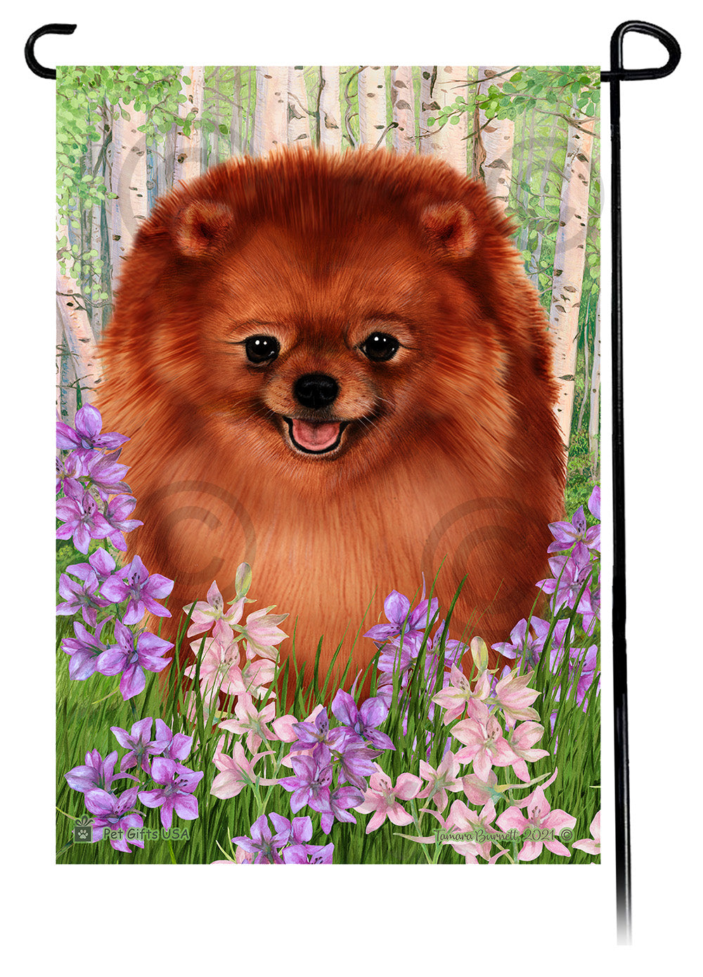 Pomeranian Spring Flowers - Garden Flag