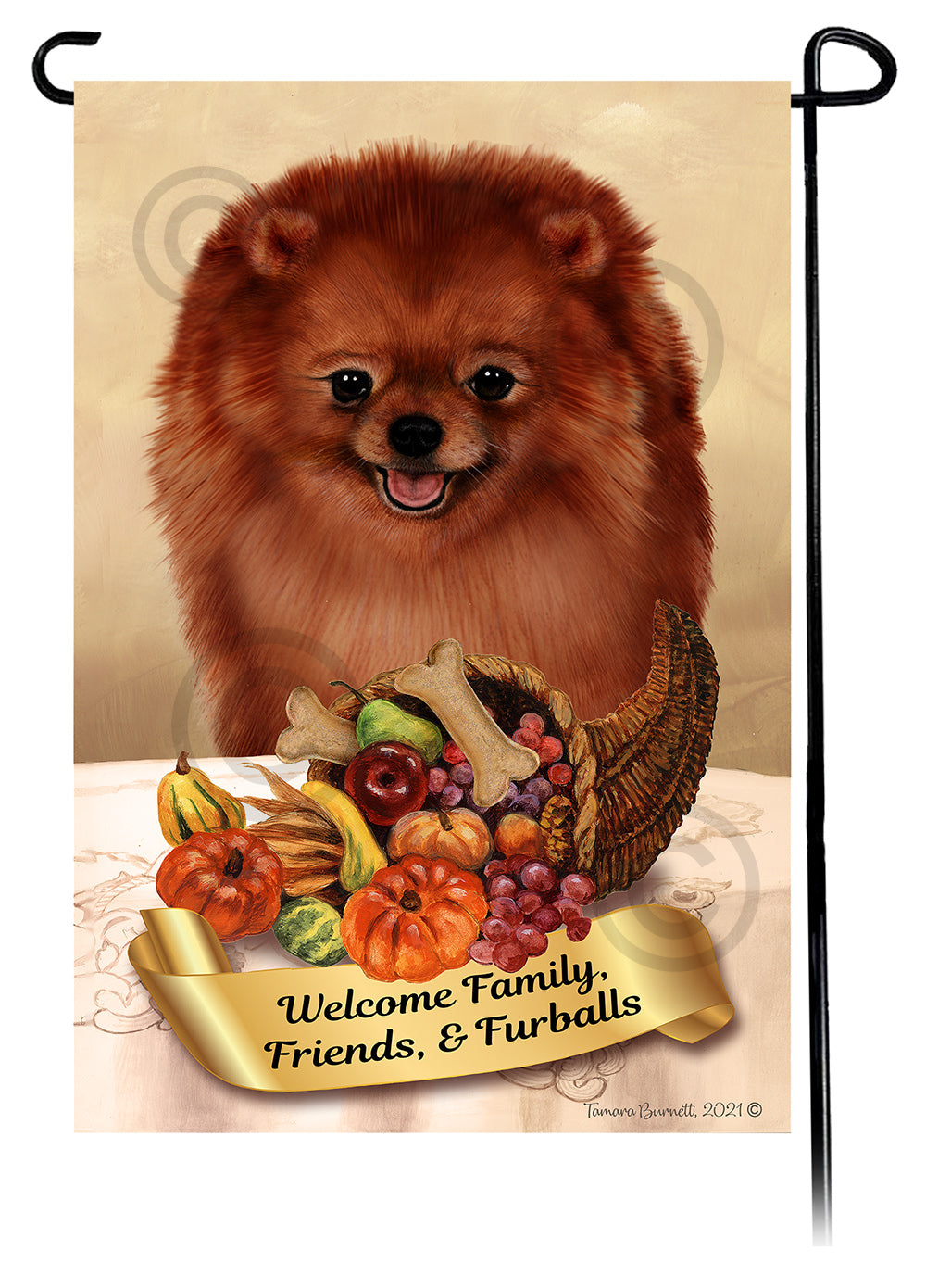 Pomeranian Thanksgiving - Garden Flag