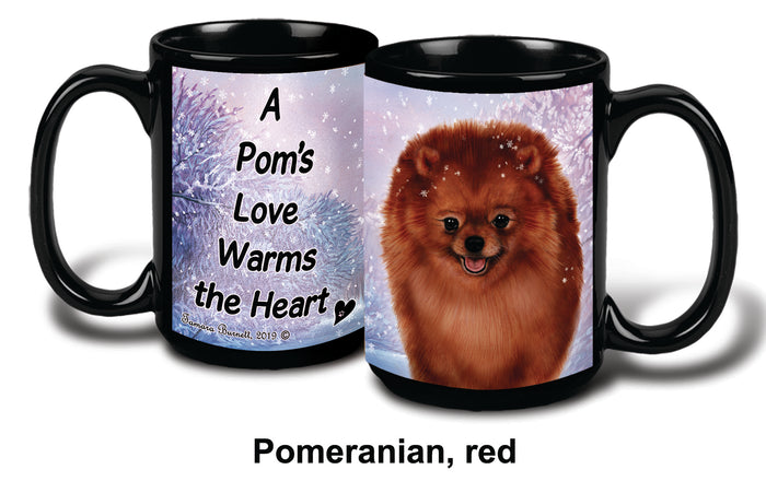 Pomeranian Red Winter Mug 15 oz