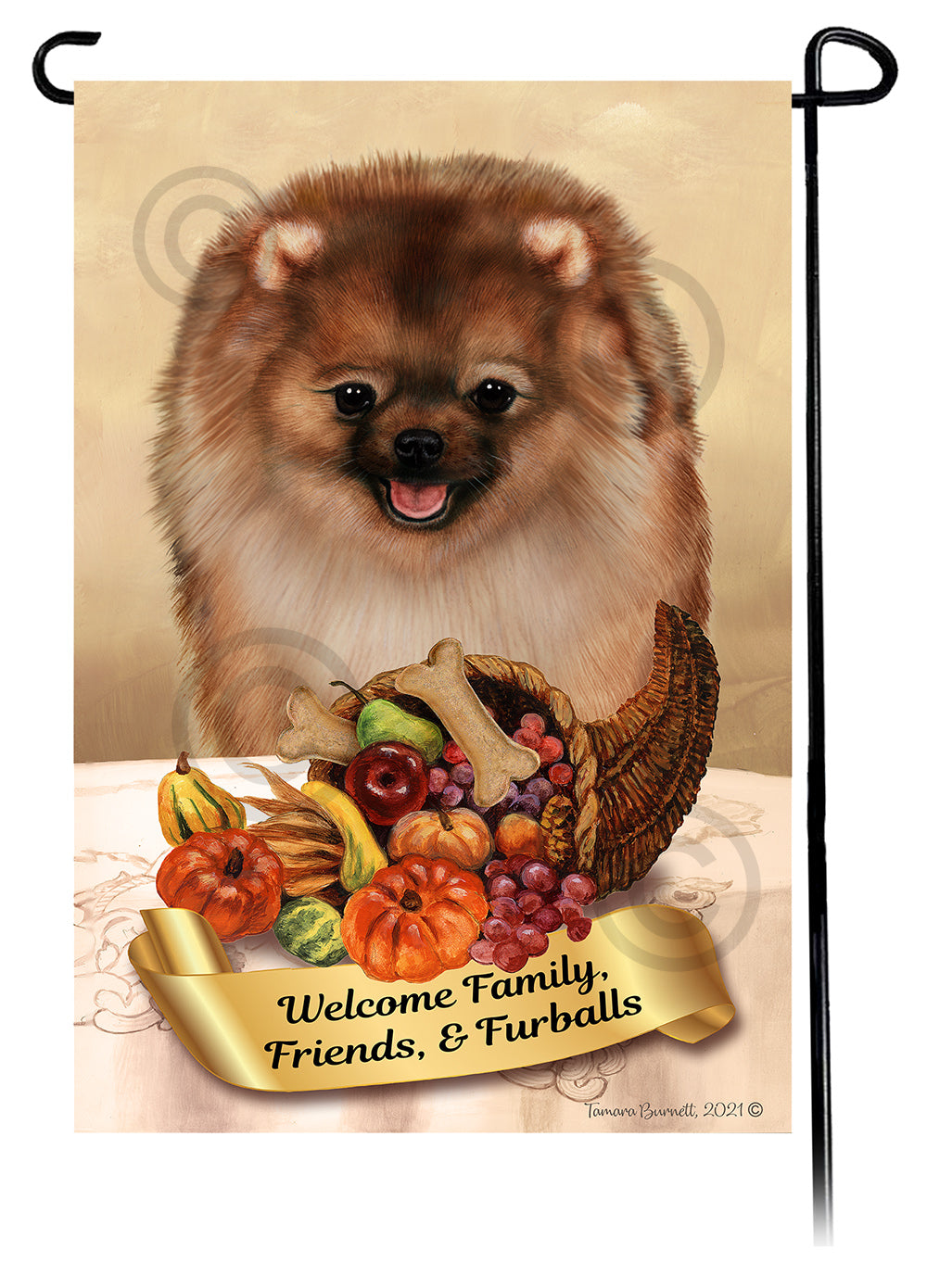 Pomeranian Thanksgiving - Garden Flag