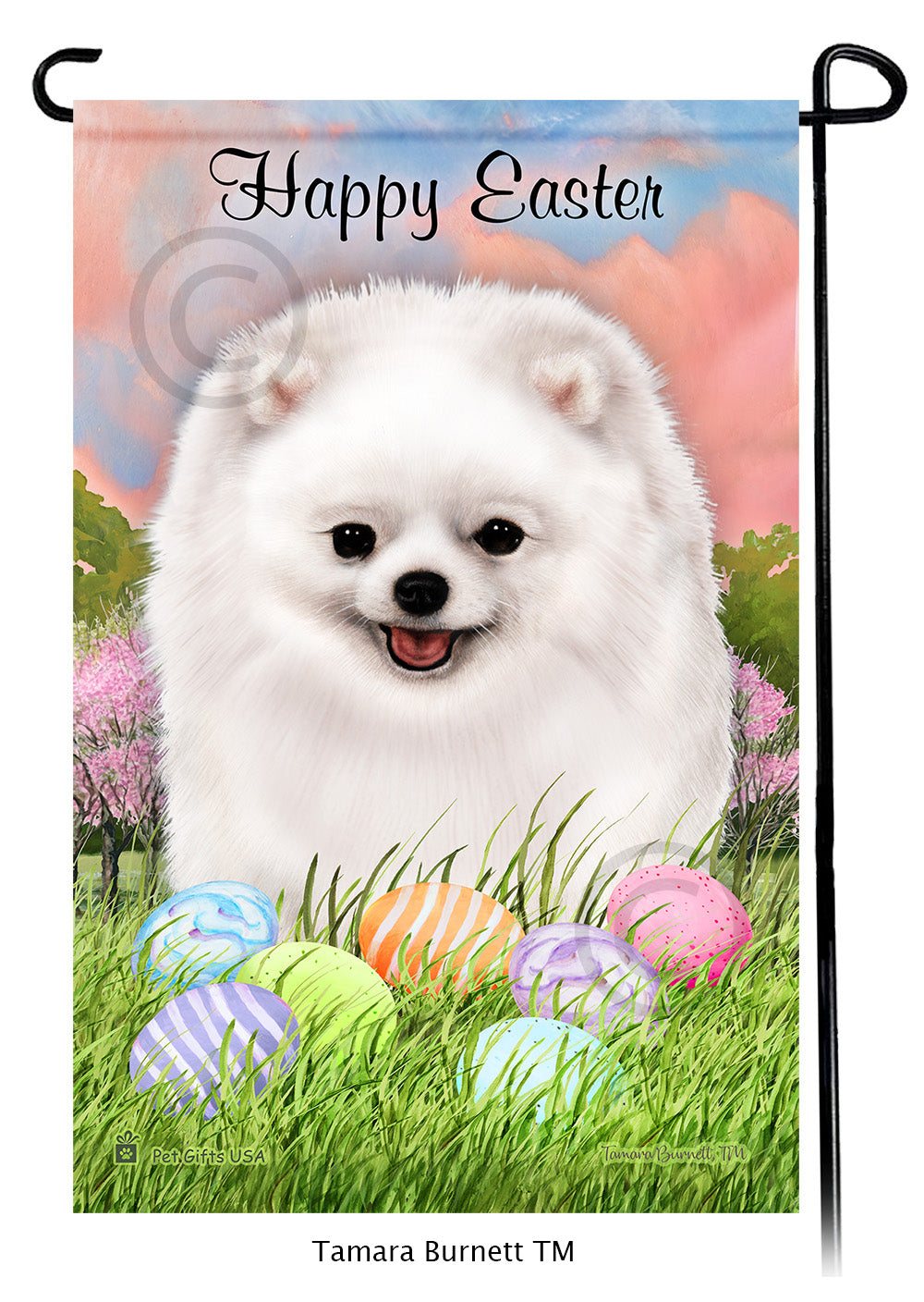 Pomeranian Happy Easter - Garden Flag