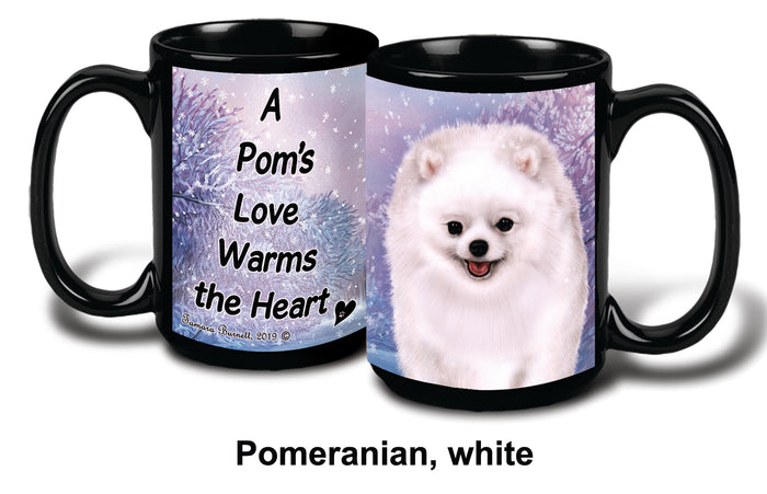 Pomeranian White Winter Mug 15 oz