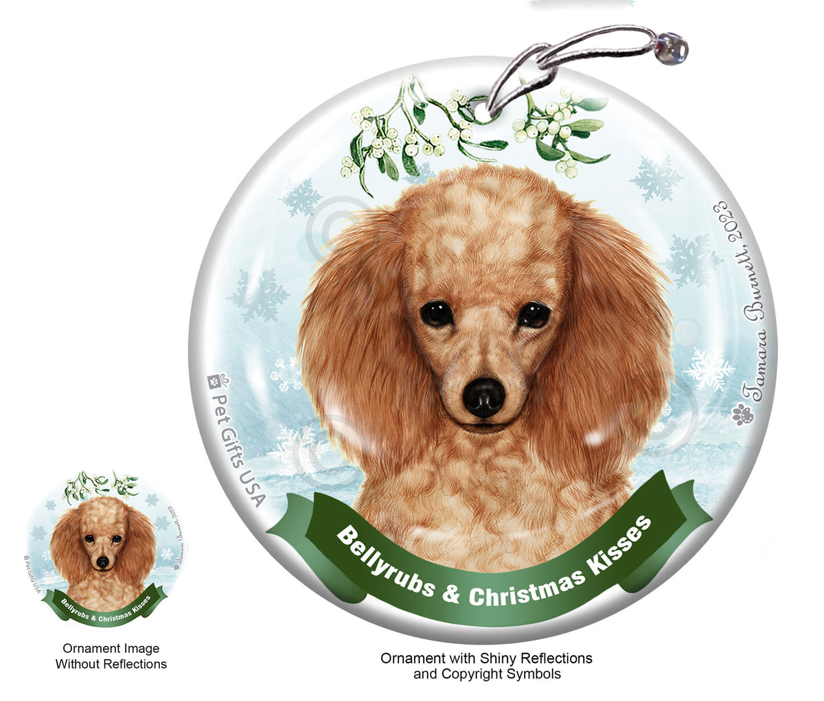 Poodle Bellyrubs and Christmas Kisses Ornament