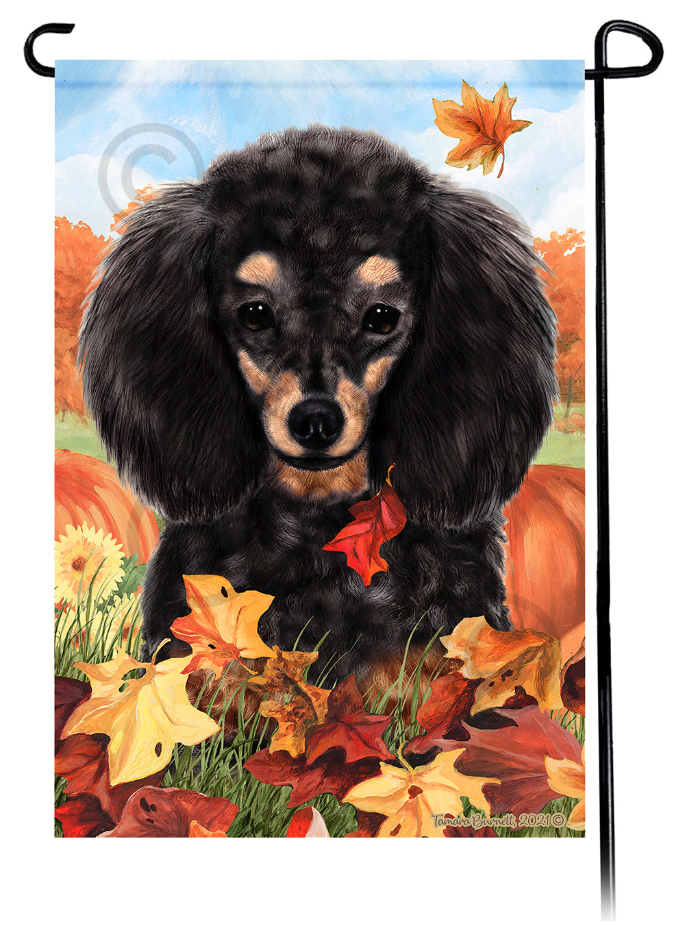 Poodle Falling Leaves - Garden Flag