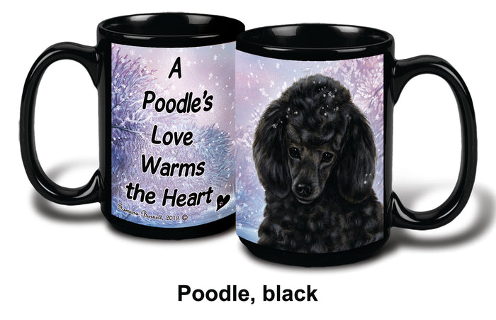 Poodle Black Winter Mug 15 oz