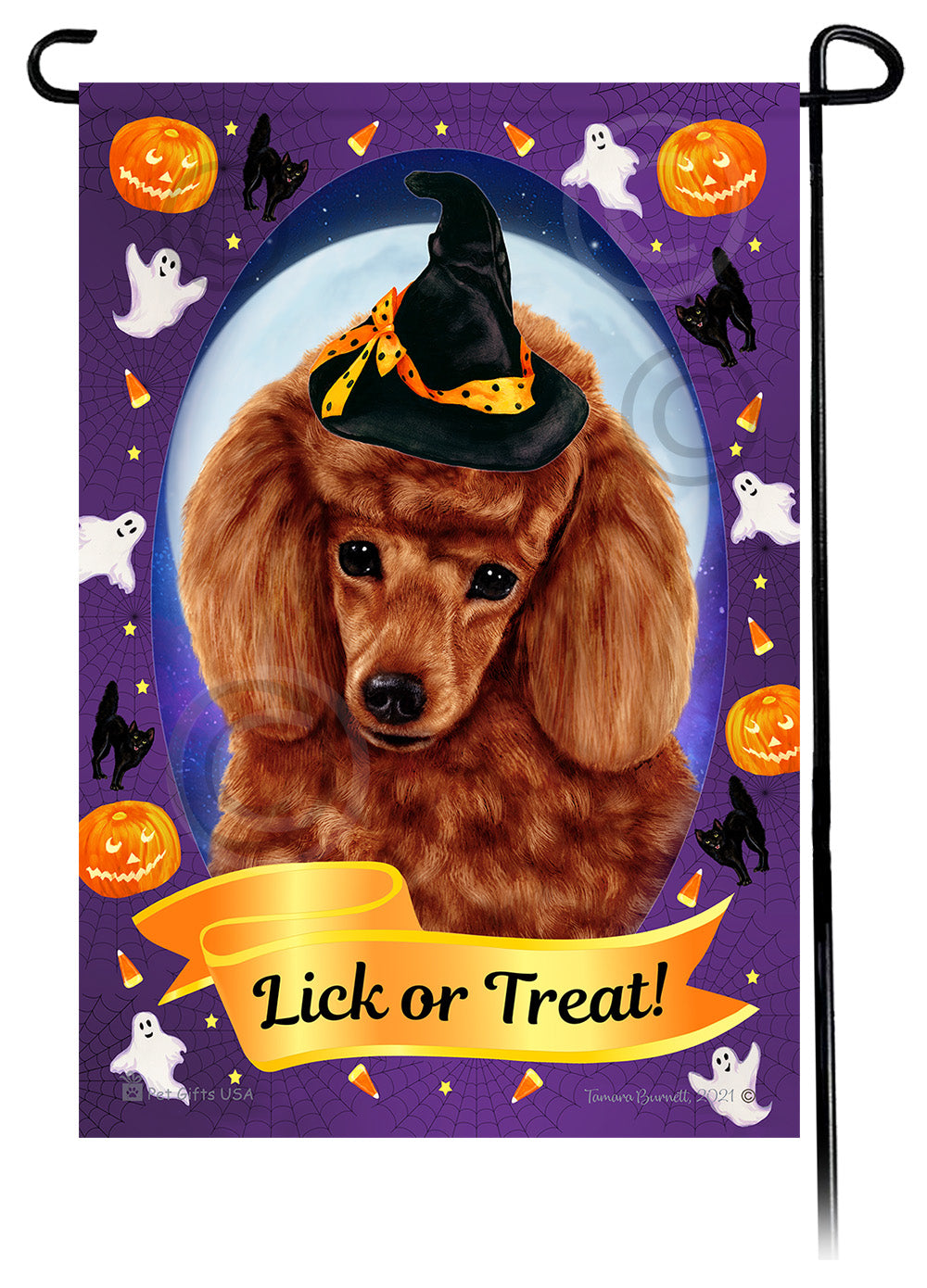 Poodle Halloween Howls - Garden Flag