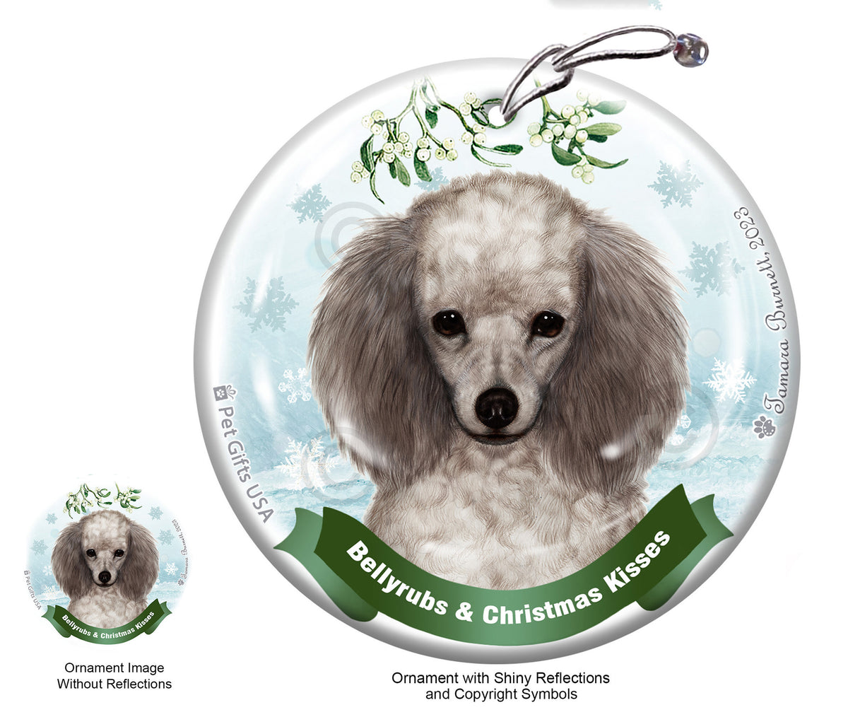 Poodle Silver Ornament