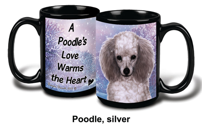 Poodle Silver Winter Mug 15 oz
