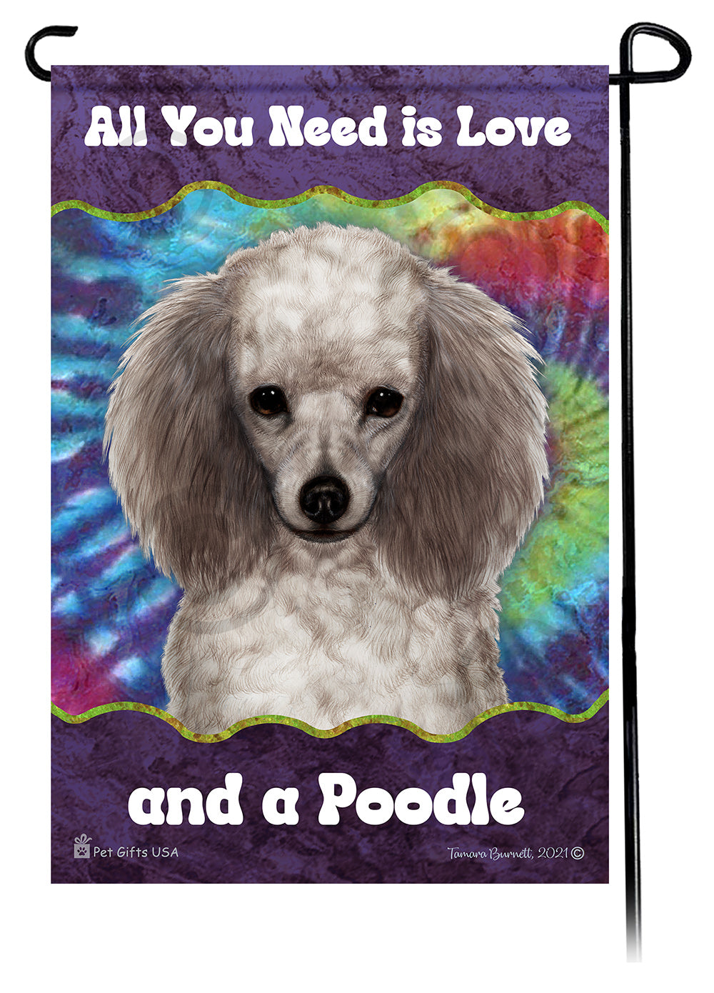 Poodle All You Need Is Love Garden Flag