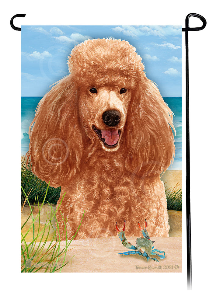 Poodle Summer Flowers Garden Flag
