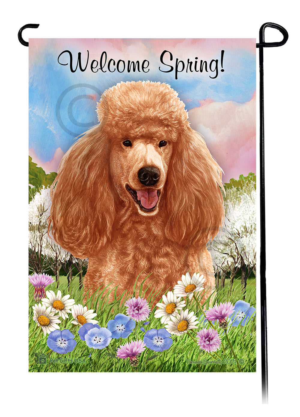 Poodle Welcome Spring - Garden Flag