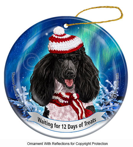 Poodle Standard Black and White Parti Ornament