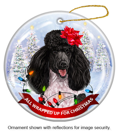Poodle Standard Black and White Parti Ornament