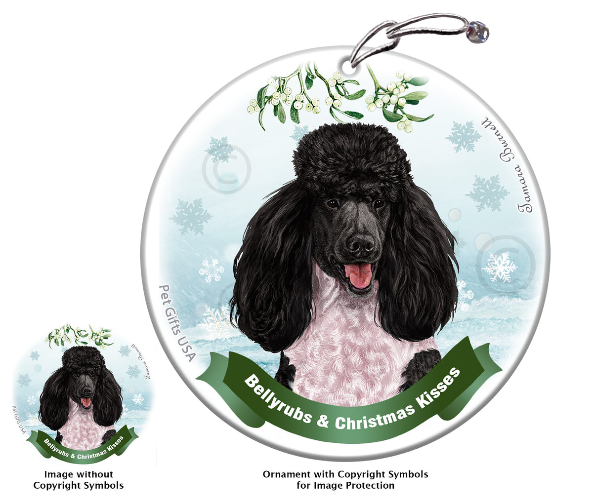 Poodle Standard Black and White Parti Ornament