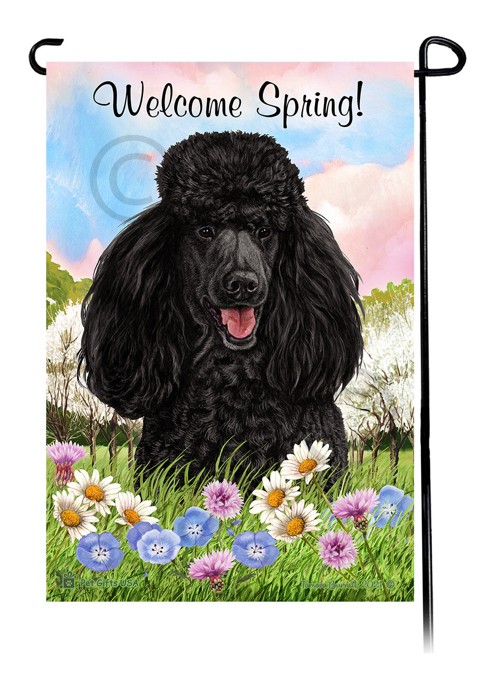 Poodle Welcome Spring - Garden Flag