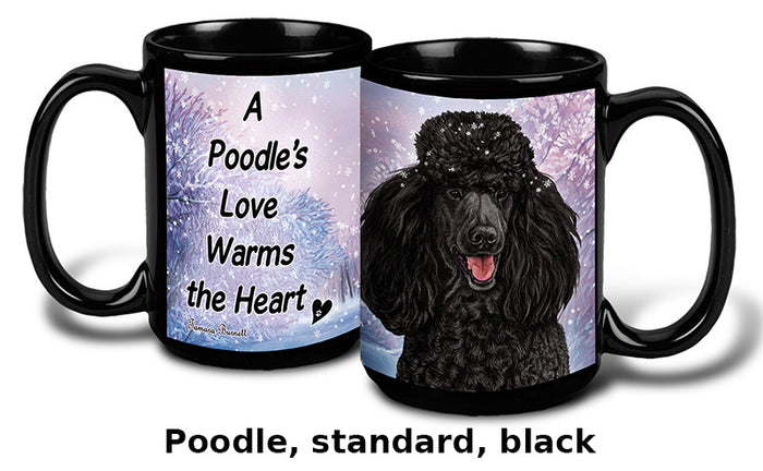Poodle Standard Black Winter Mug 15 oz