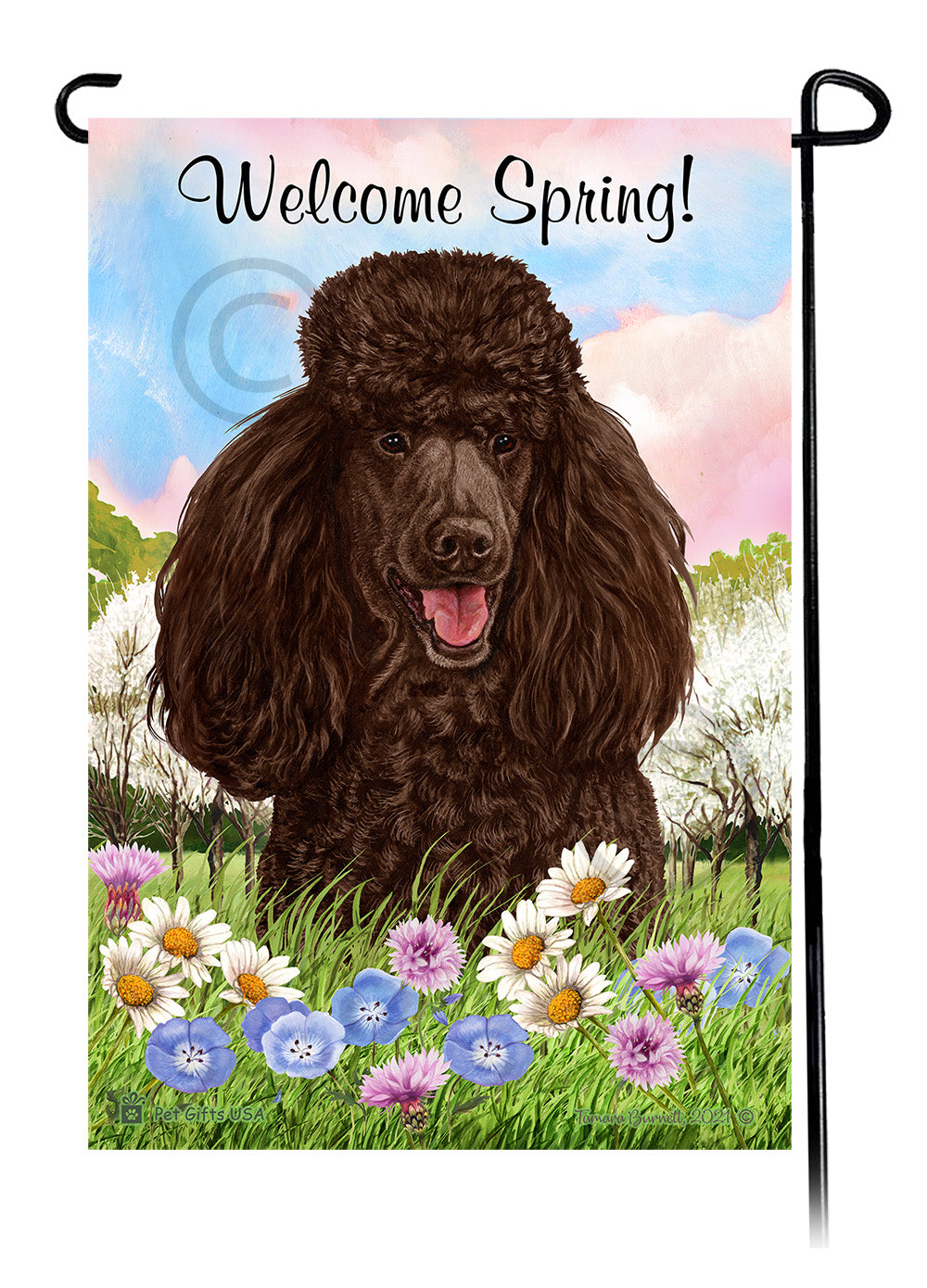 Poodle Welcome Spring - Garden Flag