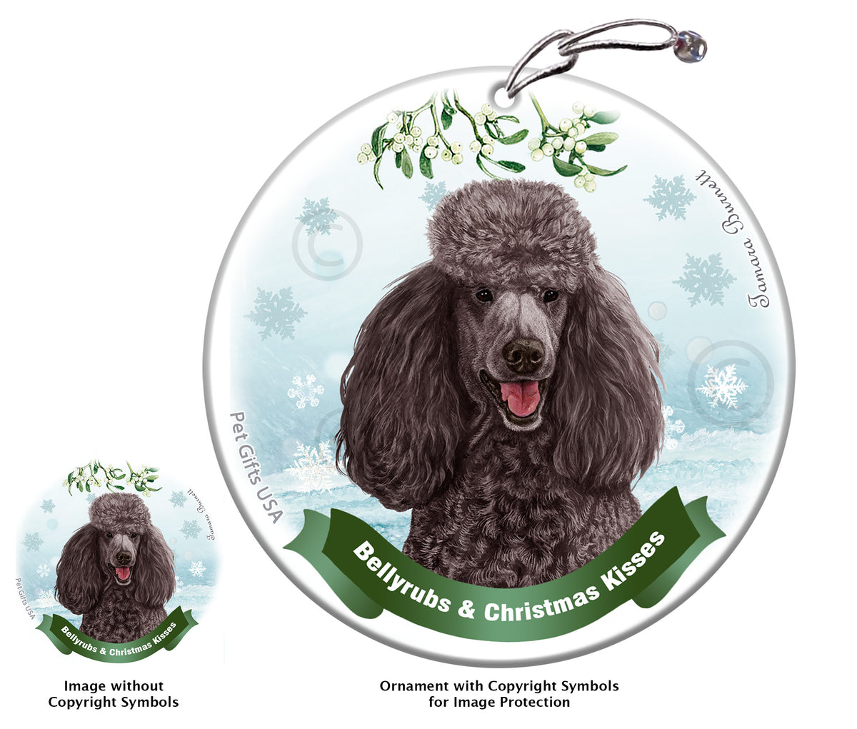Poodle Standard Silver Ornament