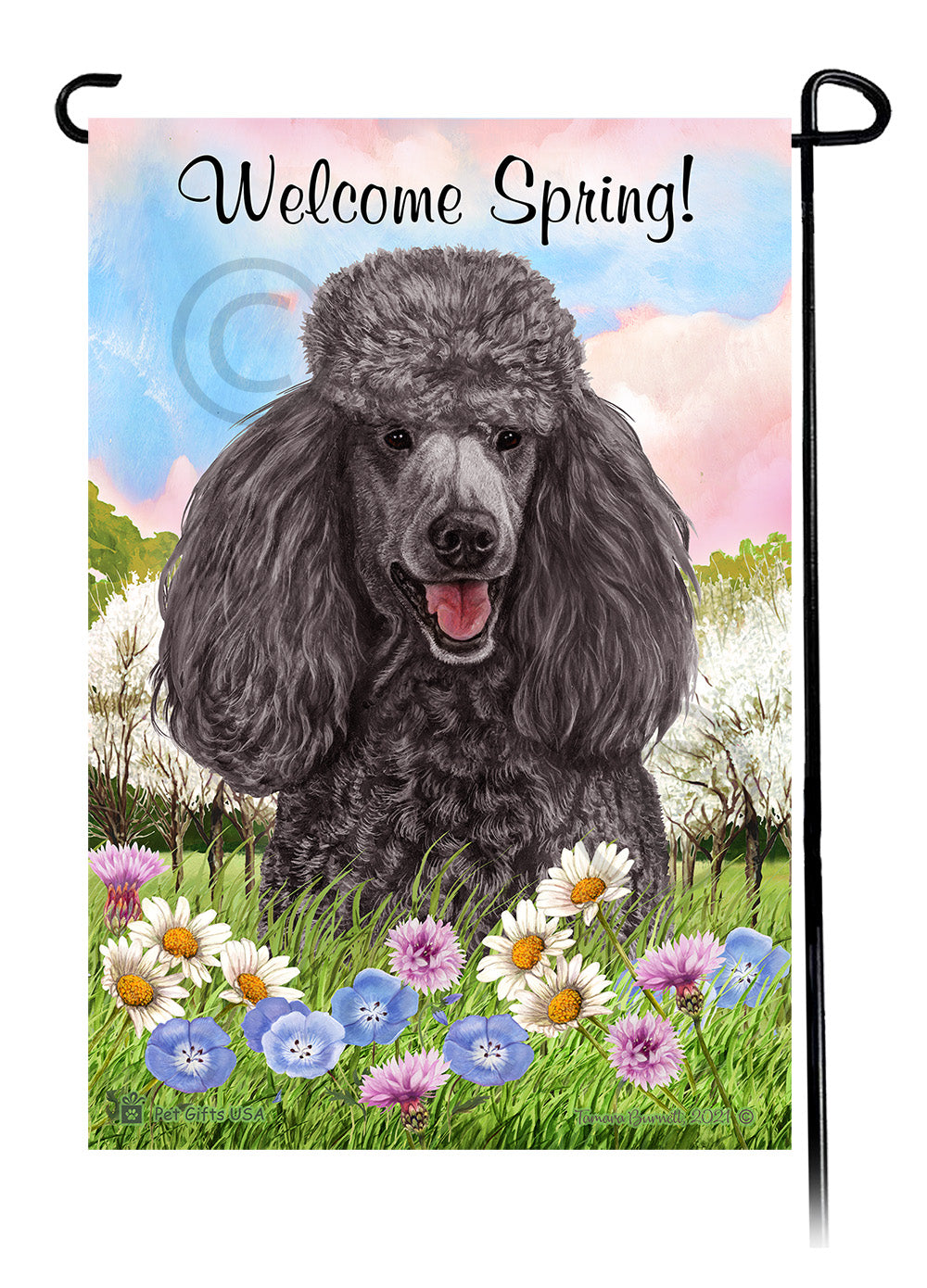 Poodle Welcome Spring - Garden Flag