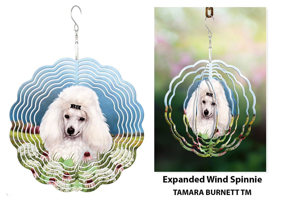 Poodle White Mini Wind Spinner