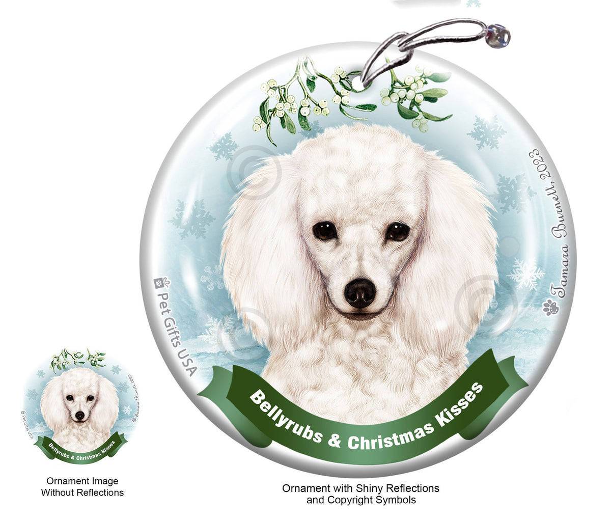 Poodle White Ornament