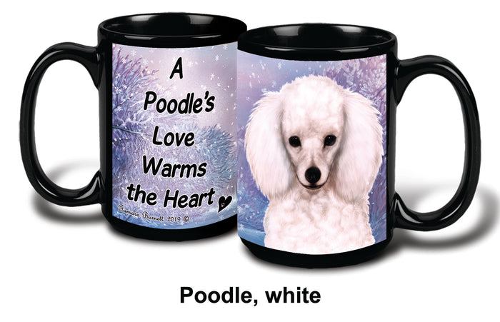 Poodle White Winter Mug 15 oz