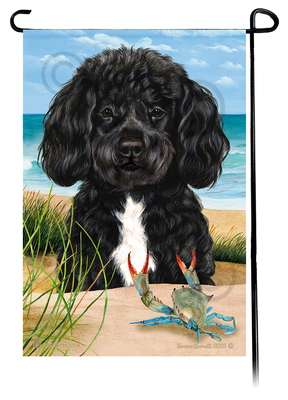 Portuguese Water Dog Summer Flowers Garden Flag
