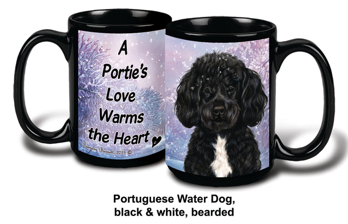 Portug. Water Dog Black/White Winter Mug 15 oz