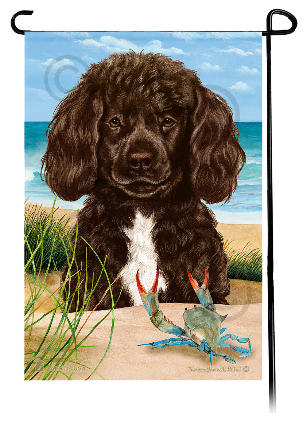 Portuguese Water Dog Summer Flowers Garden Flag