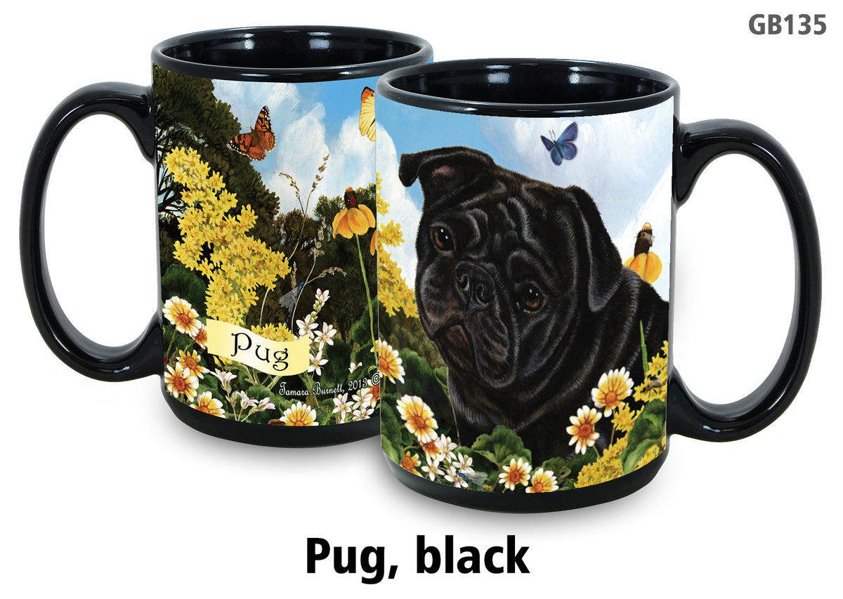 Pug Black - Garden Party Fun Mug 15 oz