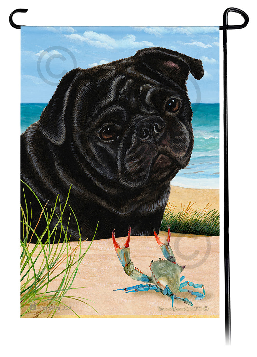 Pug Summer Flowers Garden Flag