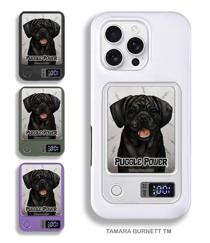 Puggle Black Phone Bank Wireless Charger