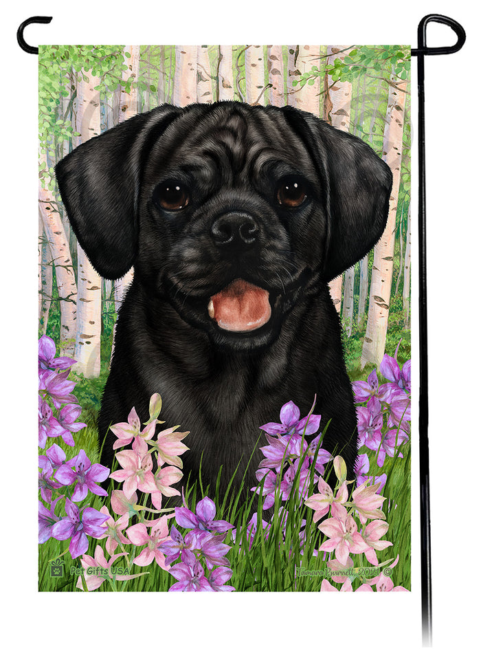 Puggle Spring Flowers Garden Flags