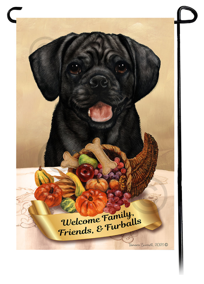 Puggle Thanksgiving Garden Flags