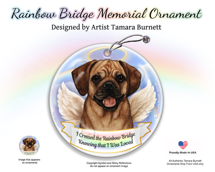 Puggle Rainbow Bridge Memorial Ornament