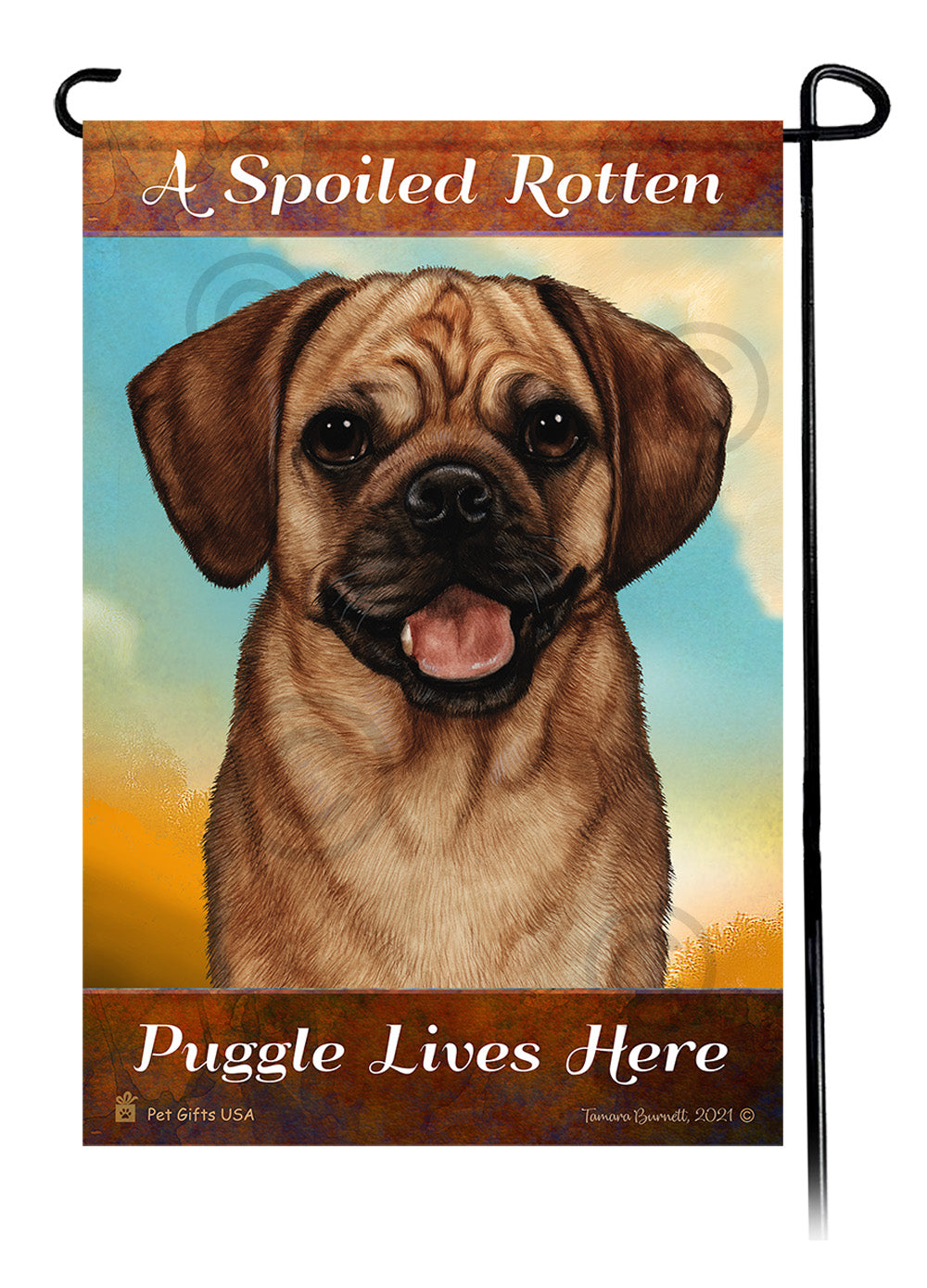 Puggle Spoiled Rotten - Garden Flag