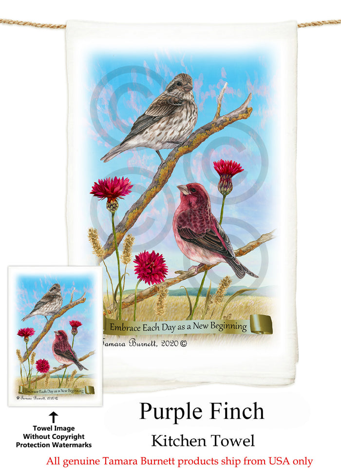 Purple Finch Flour Sack Towel