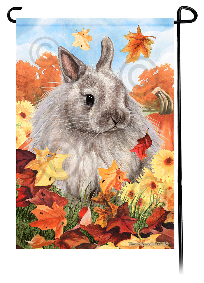 Jersey Wooley Rabbit Falling Leaves Garden Flags