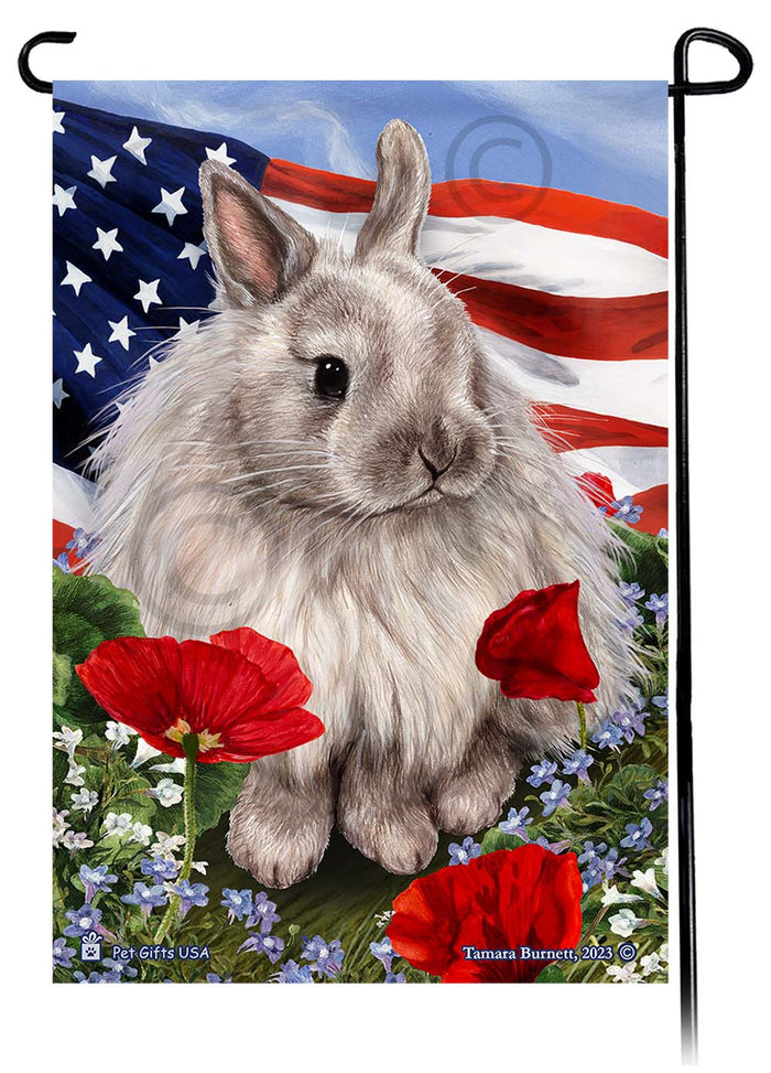 Jersey Wooley Rabbit Patriotic Flowers Garden Flags