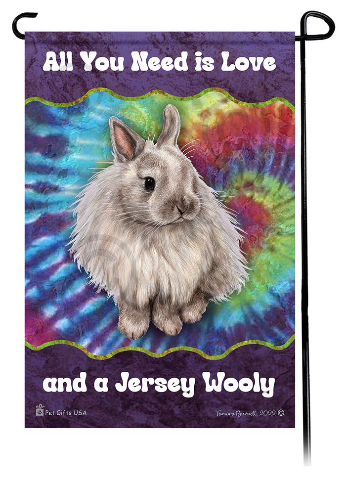 Jersey Wooley Rabbit All You Need Is Love Garden Flags