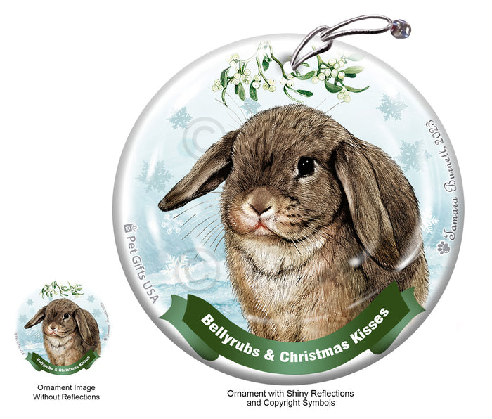 Rabbit Mini Lop Agouti Bellyrubs and Christmas Kisses Ornament