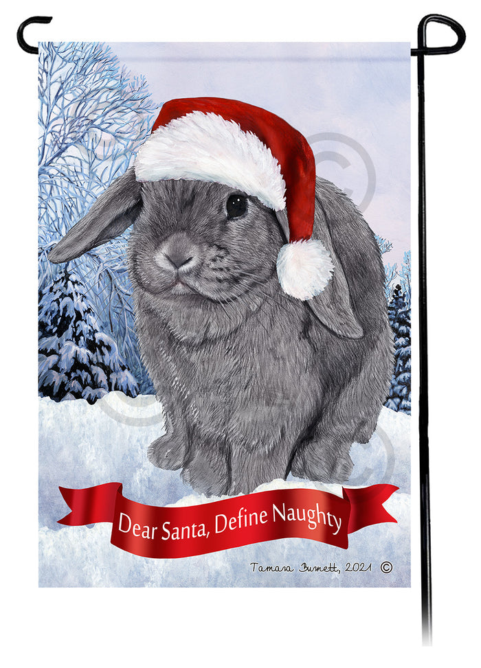 Mini Lop Rabbit Dear Santa Define Naughty Garden Flags