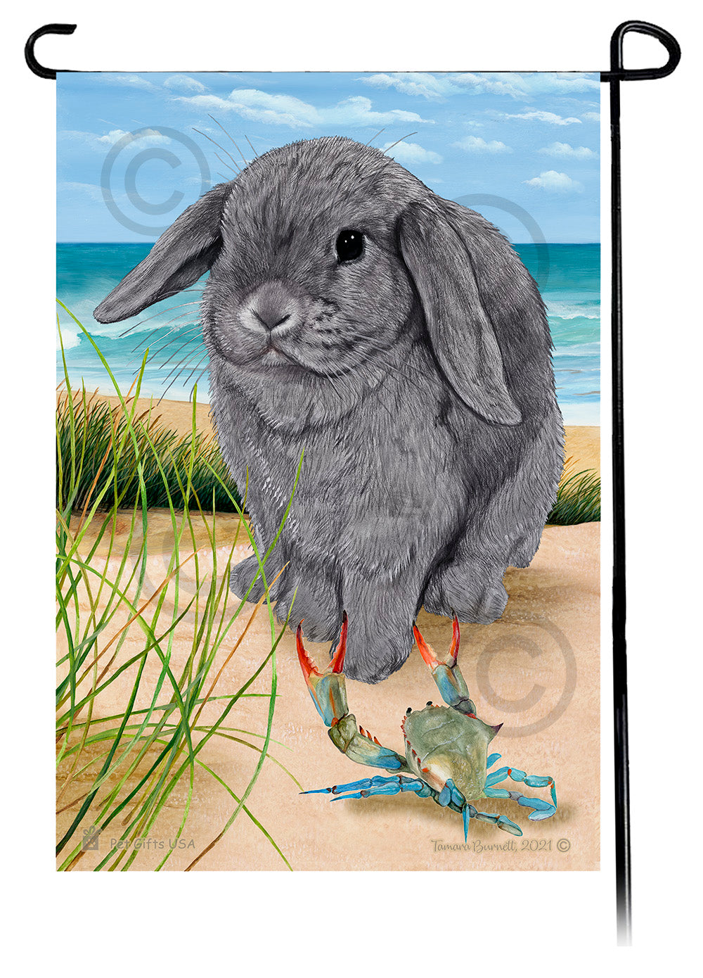 Mini Lop Rabbit Summer Flowers Garden Flag