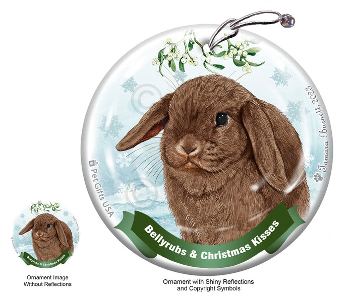 Rabbit Mini Lop Chocolate Bellyrubs and Christmas Kisses Ornament