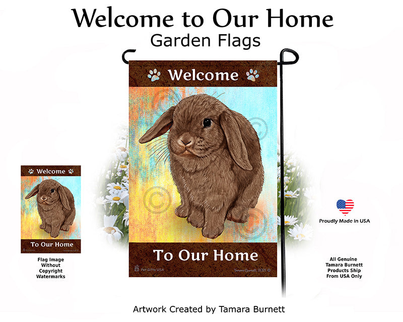Mini Lop Rabbit Welcome To Our Home - Garden Flag