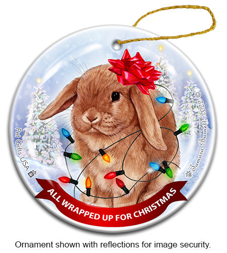Rabbit Mini Lop Cinnamon All Wrapped Up Ornament